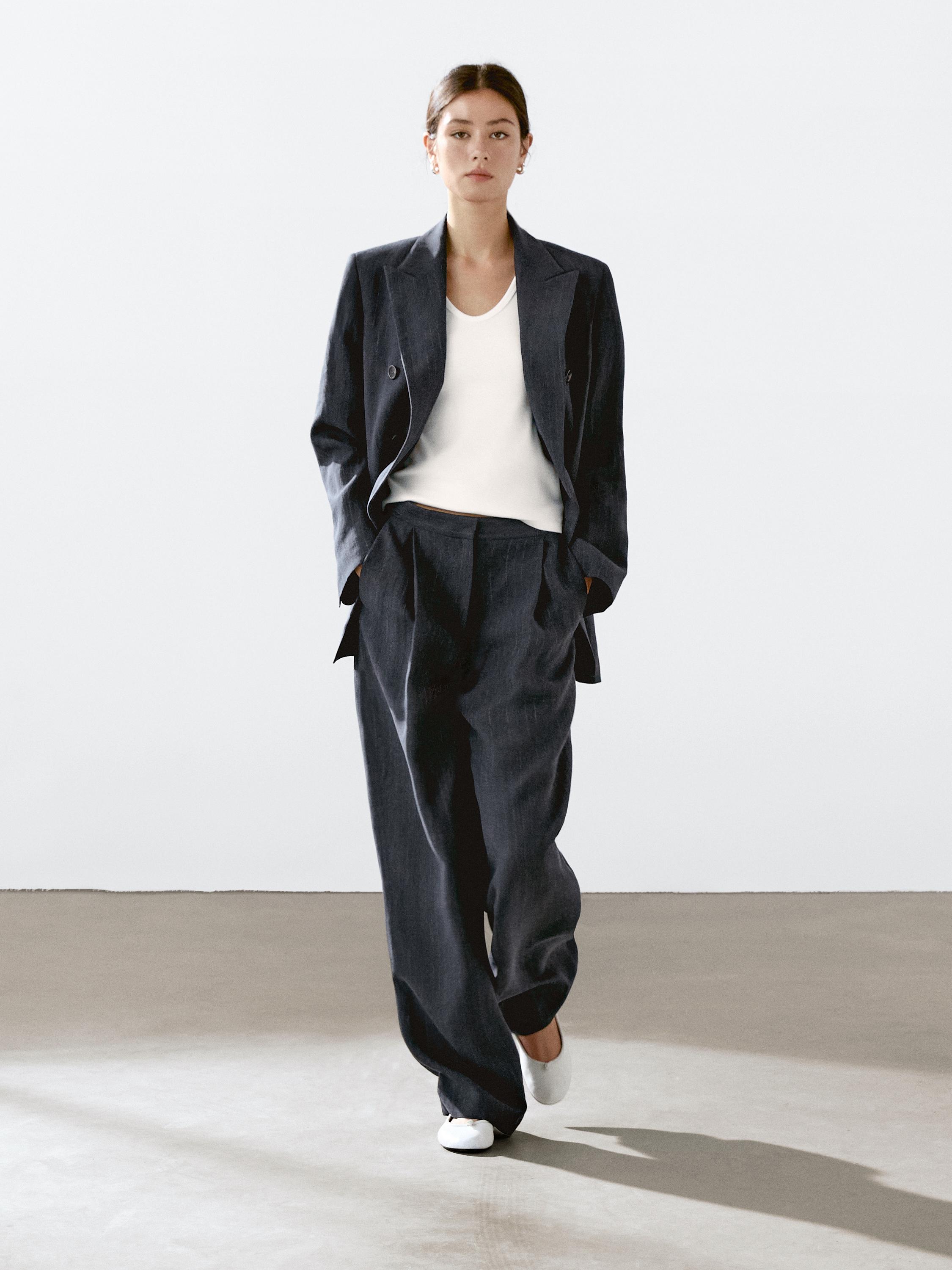 Riva Linen Trousers in Navy