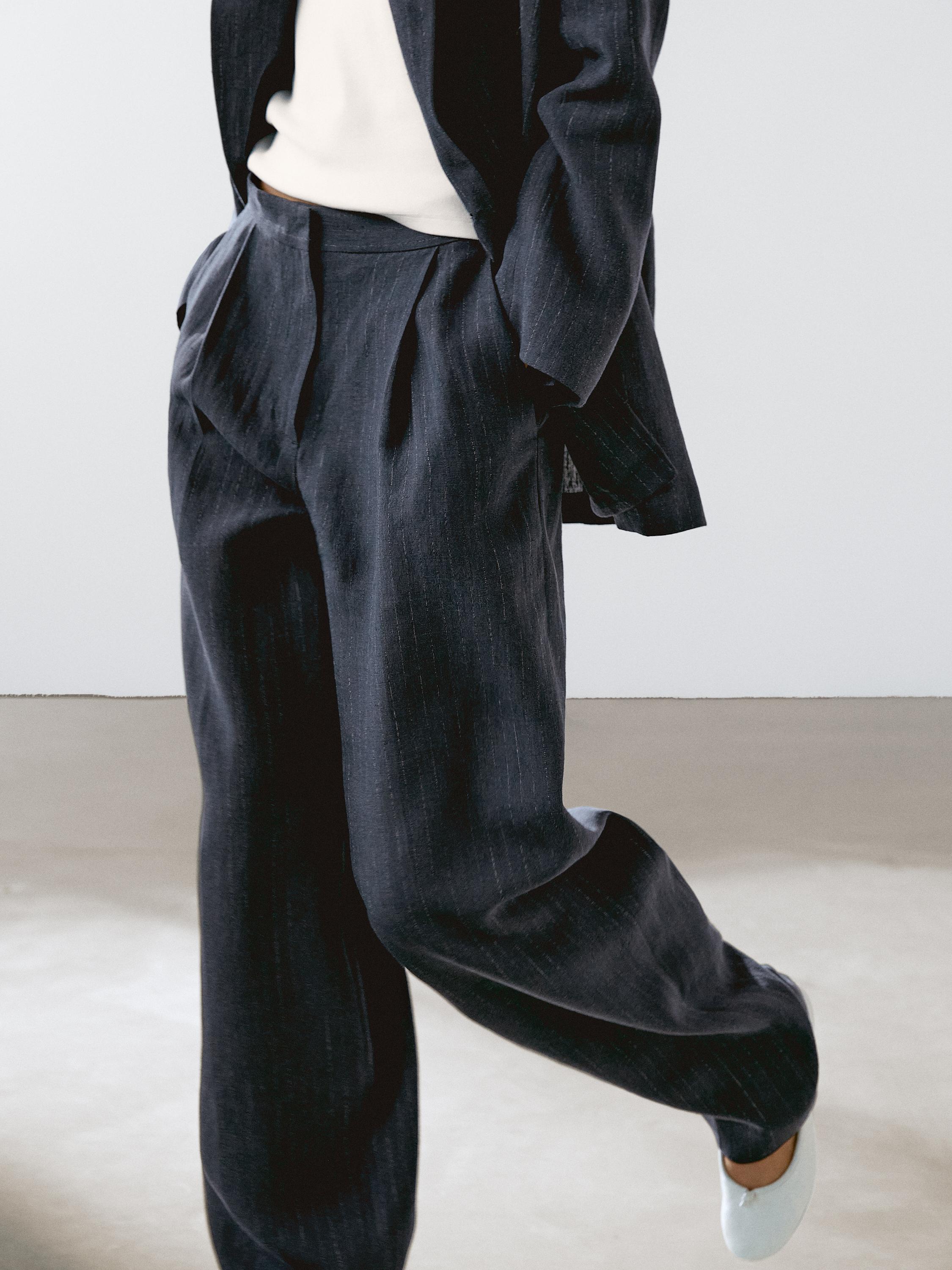 Riva Linen Trousers in Navy