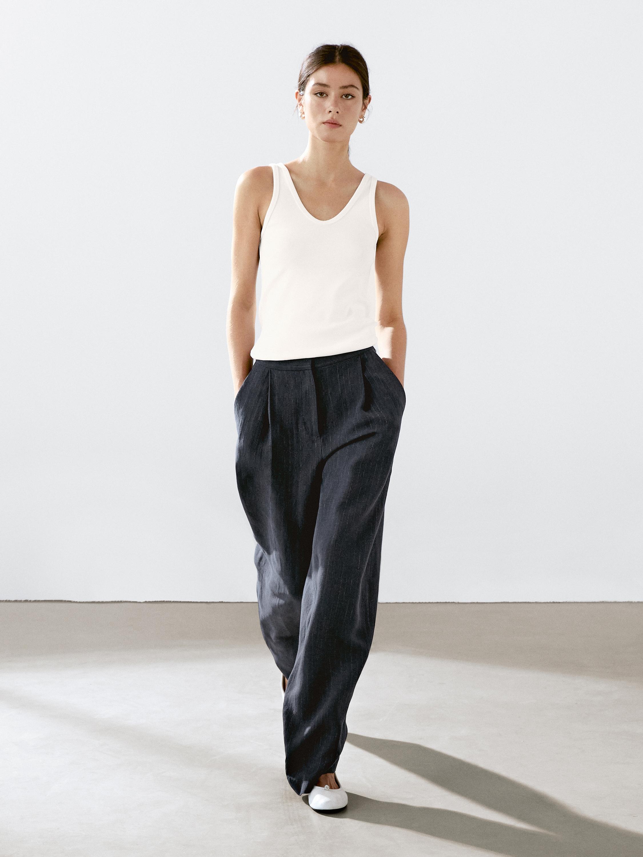 Riva Linen Trousers in Navy