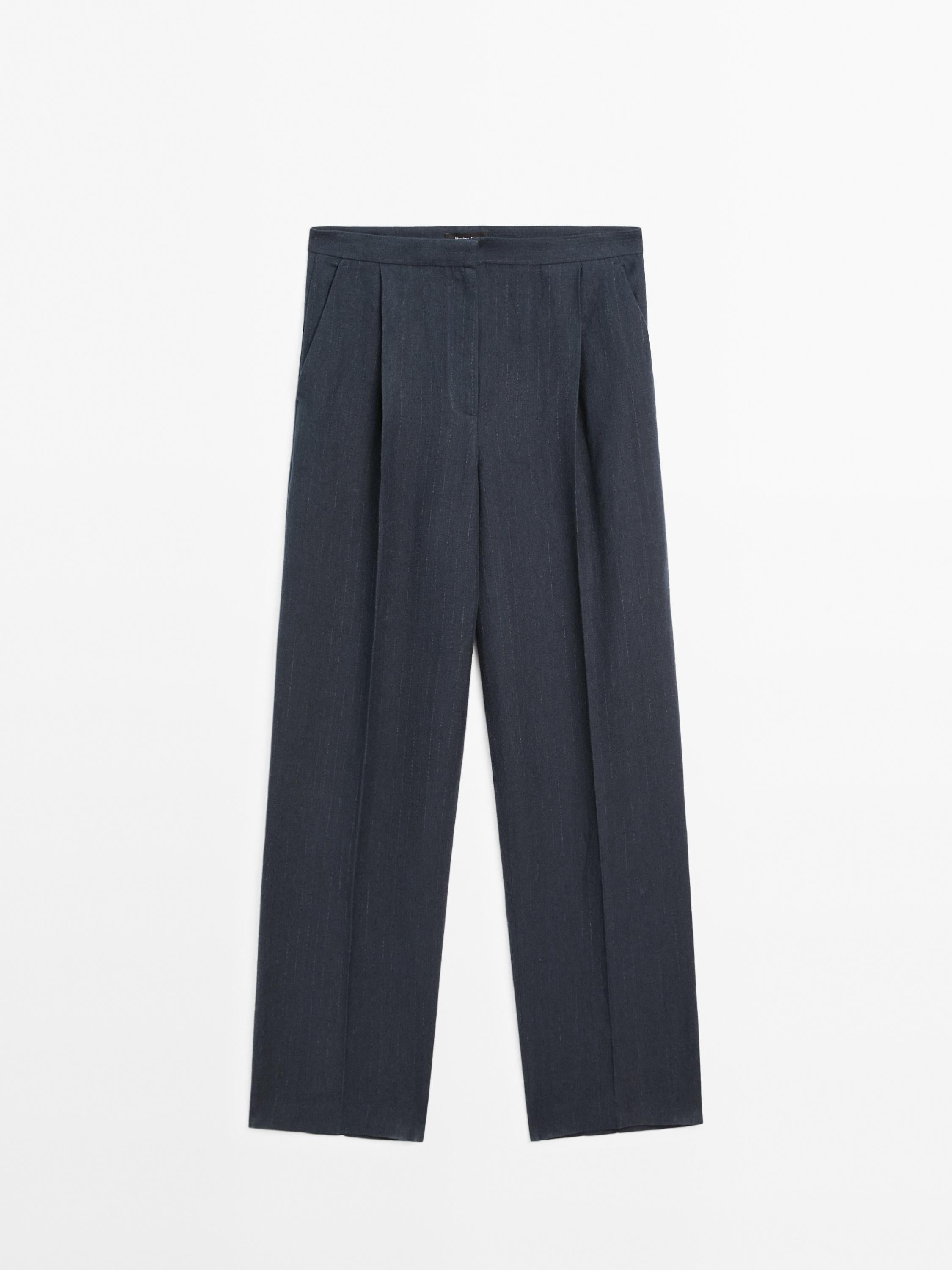 Riva Linen Trousers in Navy