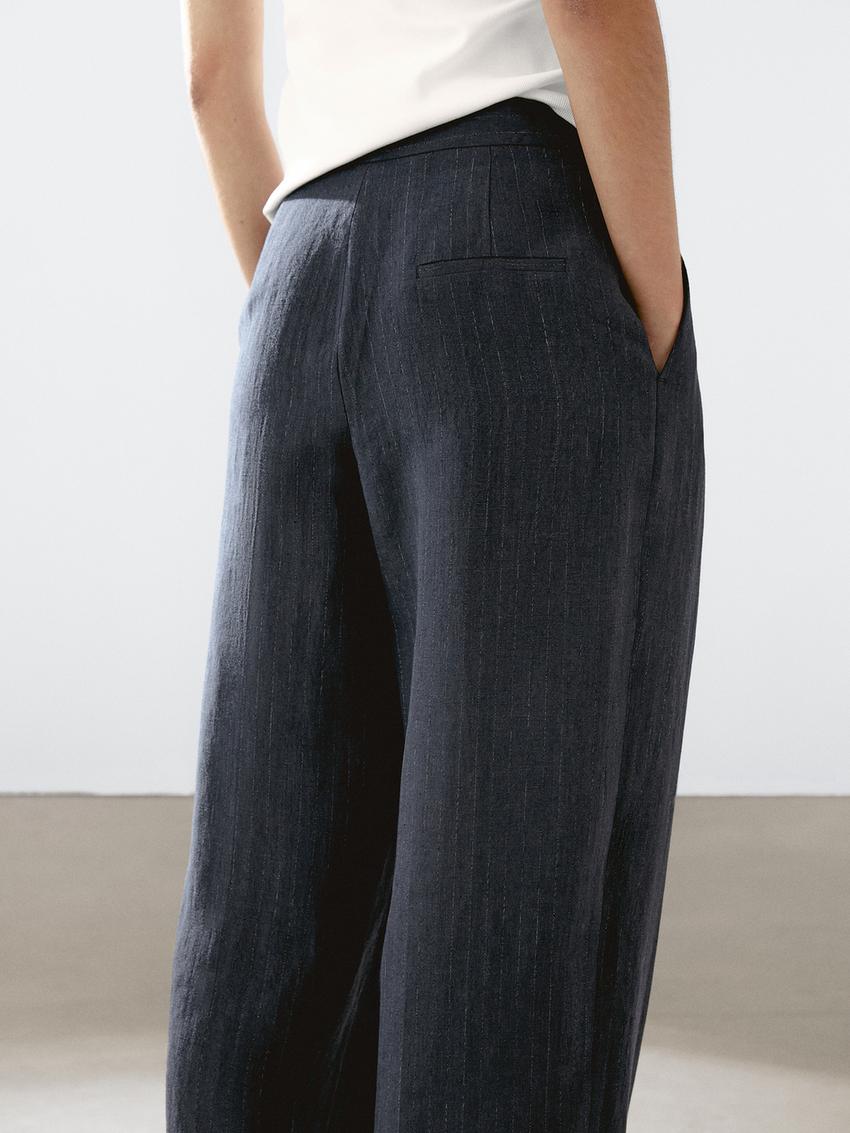 Riva Linen Trousers in Navy