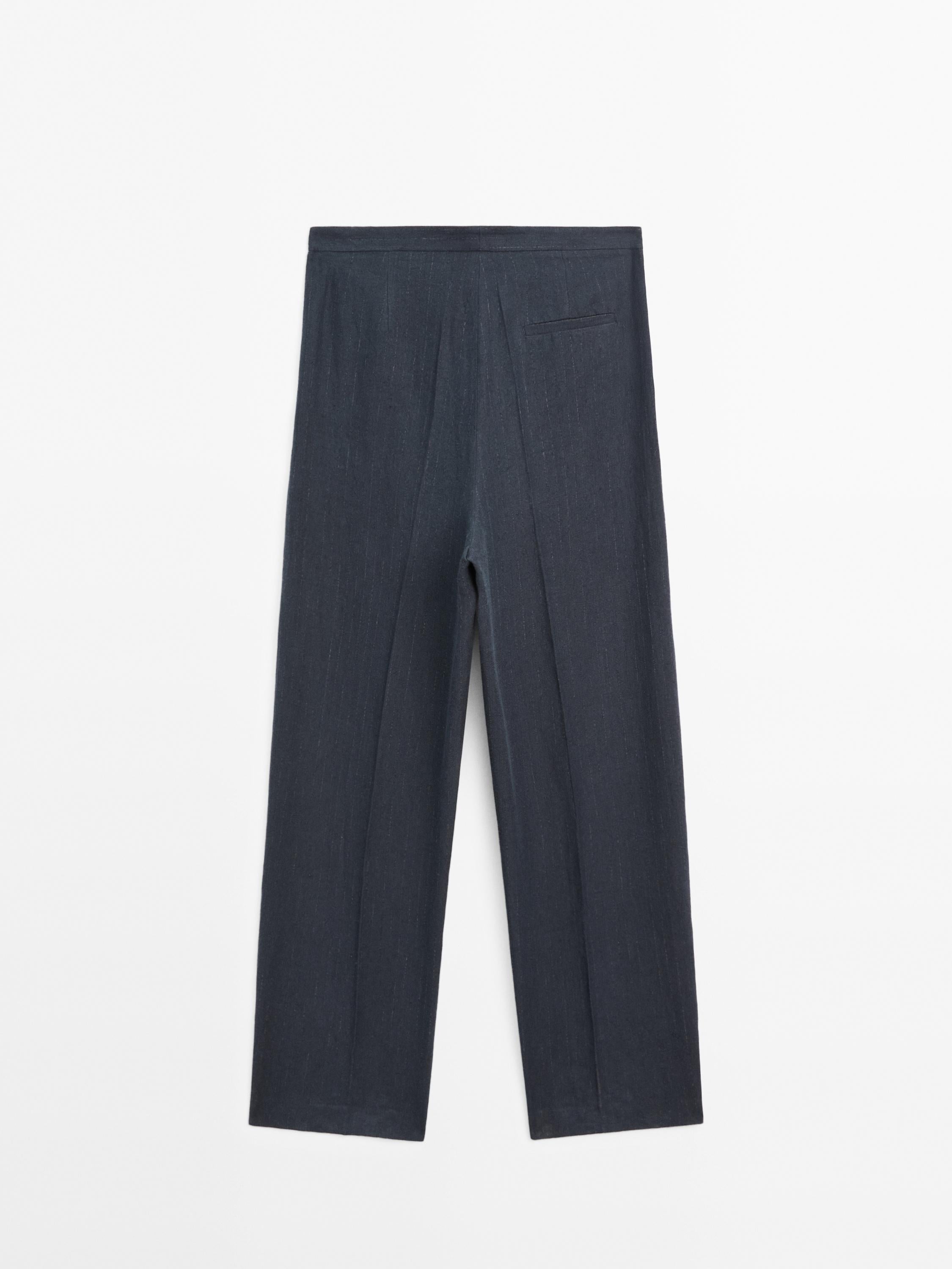 Riva Linen Trousers in Navy