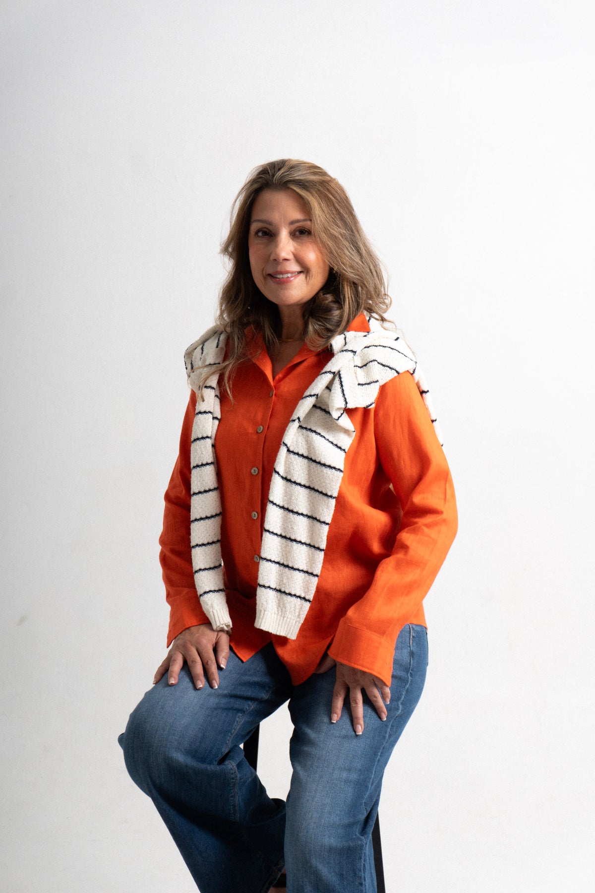 Blusa Lino San Miguel - Papaya