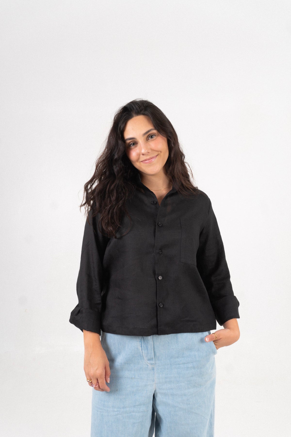 Camisa Lino Abril - Negro