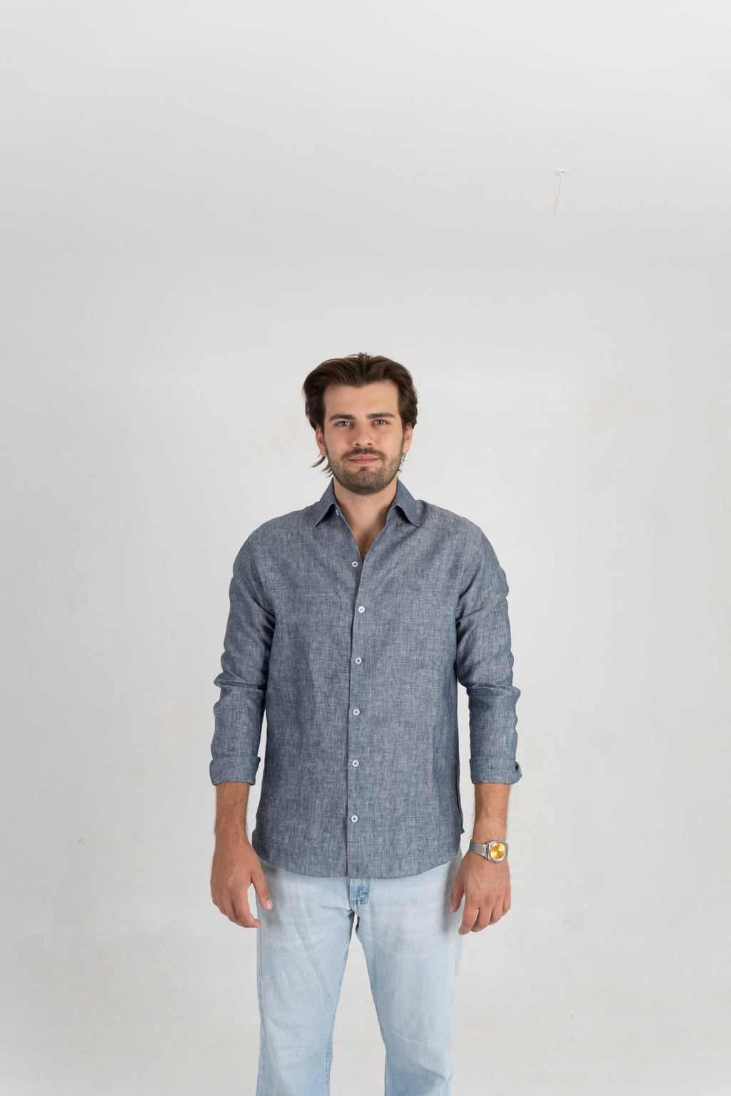 Camisa Lino Corfu - Azul Mezclilla