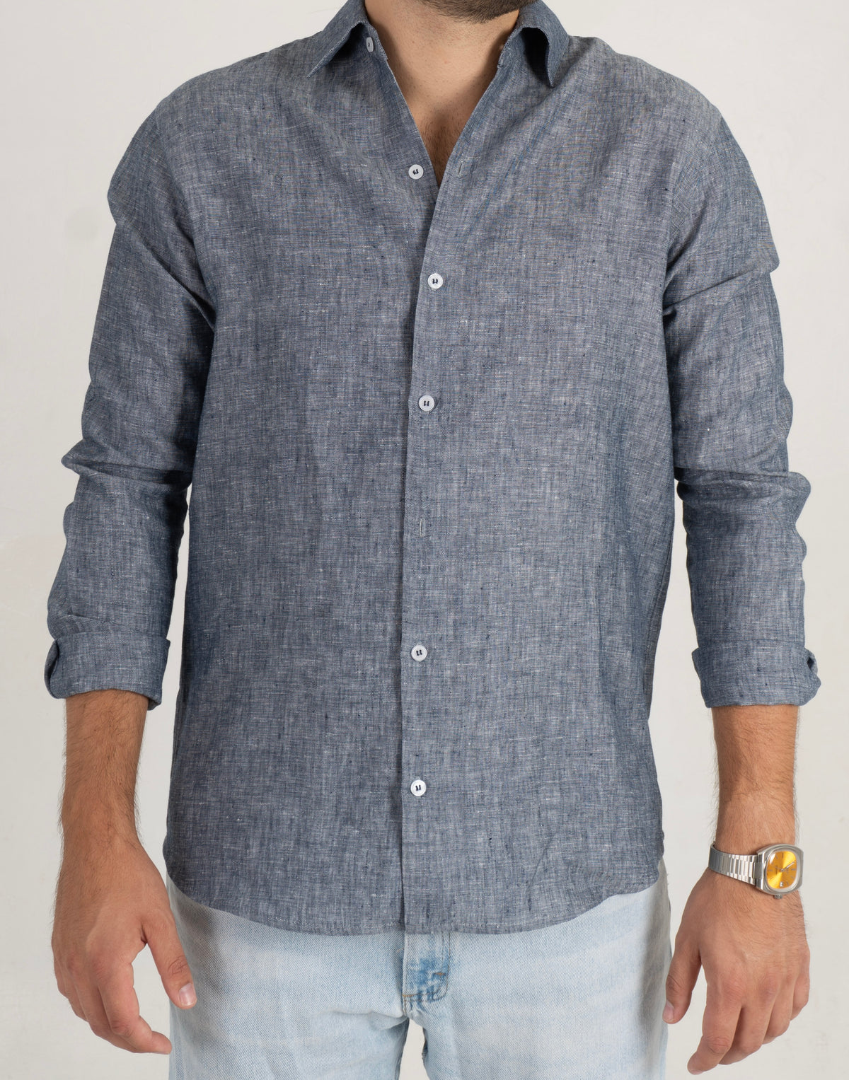 Camisa Lino Corfu - Azul Mezclilla