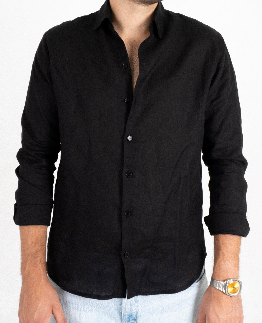 Camisa Lino Corfu - Negro