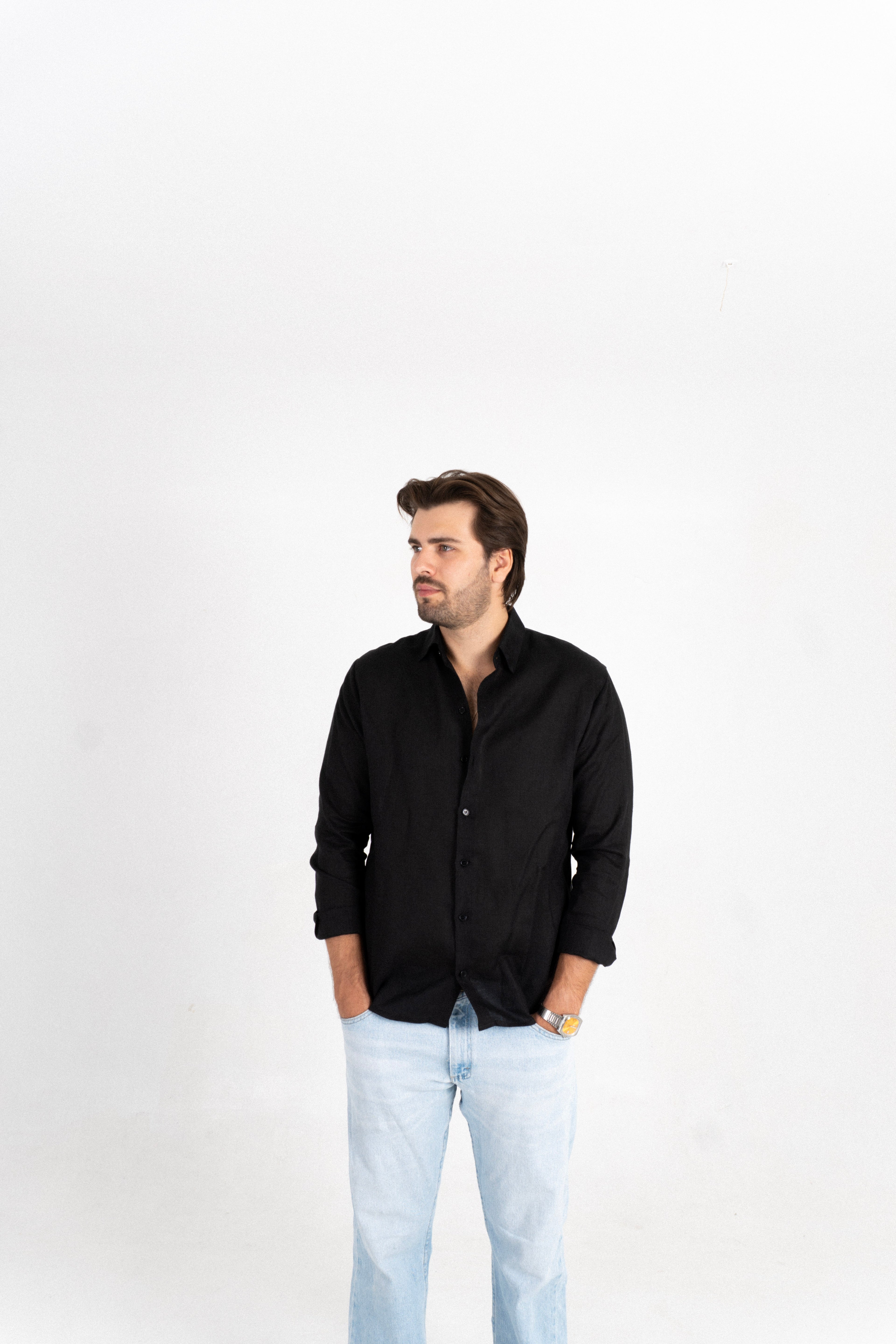 Camisa Lino Corfu - Negro