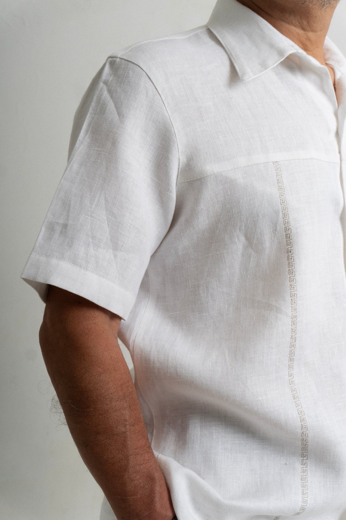 Camisa Creta - Blanco (Lino) Deshilado Natural