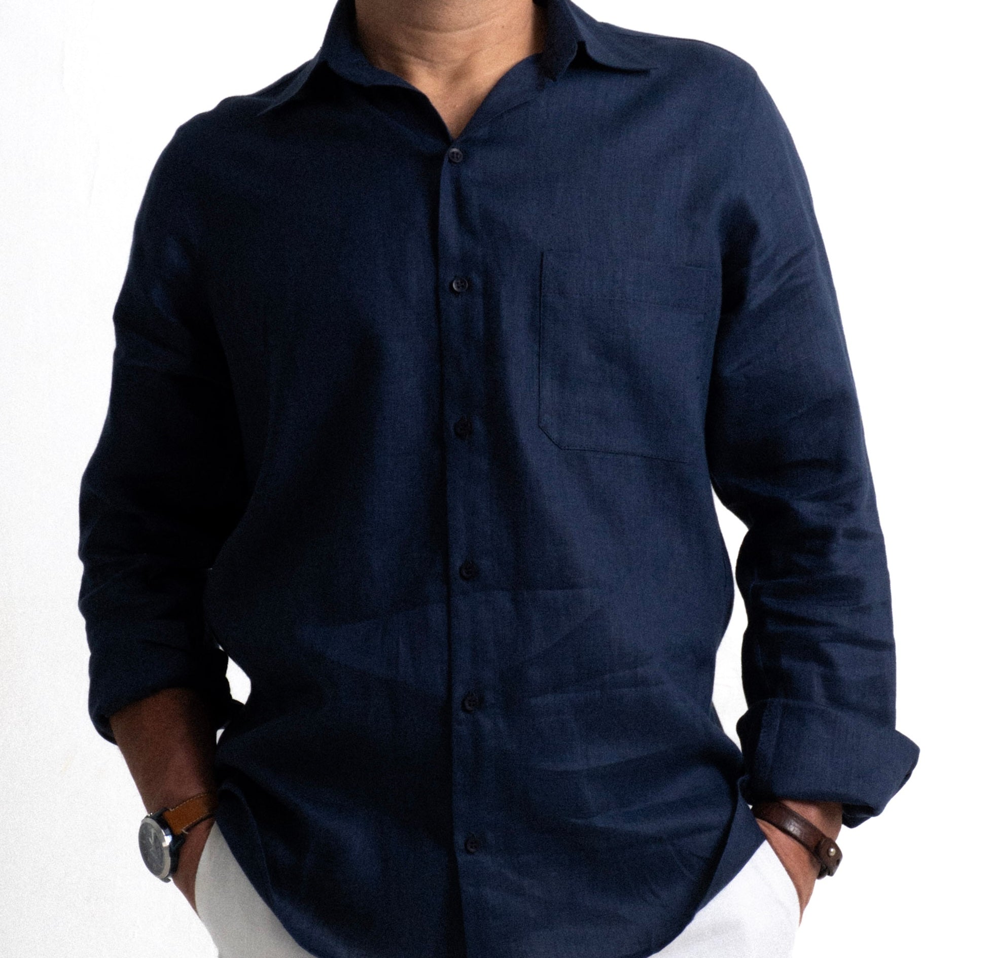 Camisa Lino Monterosso - Azul Marino