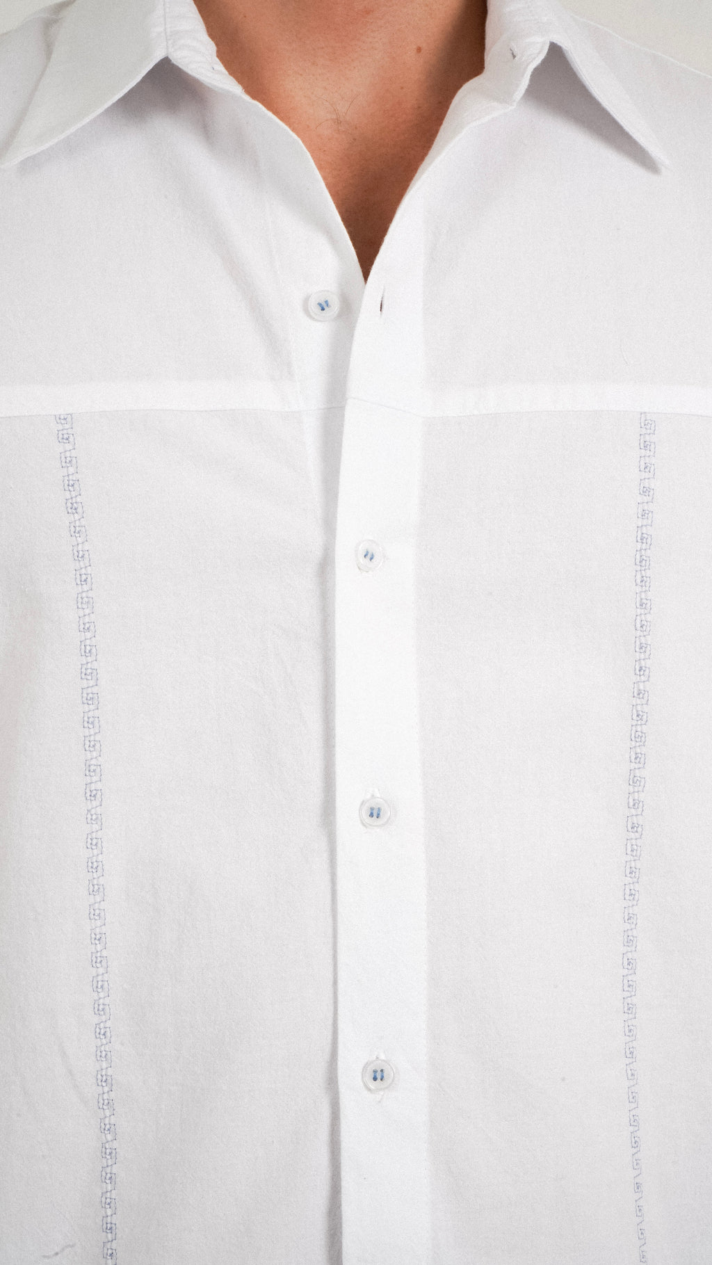 Camisa Creta - Blanco (Manta) Deshilado Azul