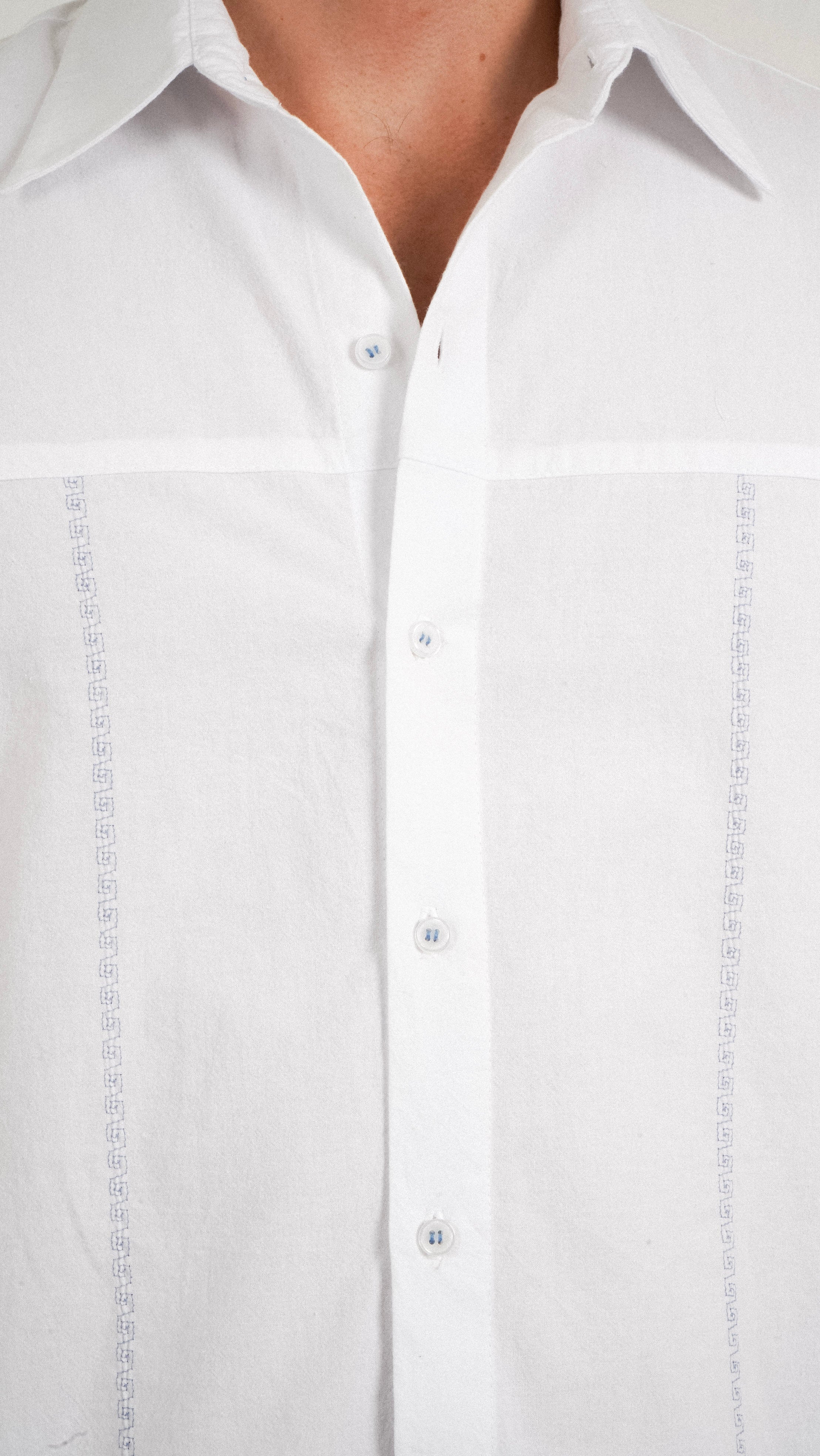 Camisa Creta - Blanco (Manta) Deshilado Azul