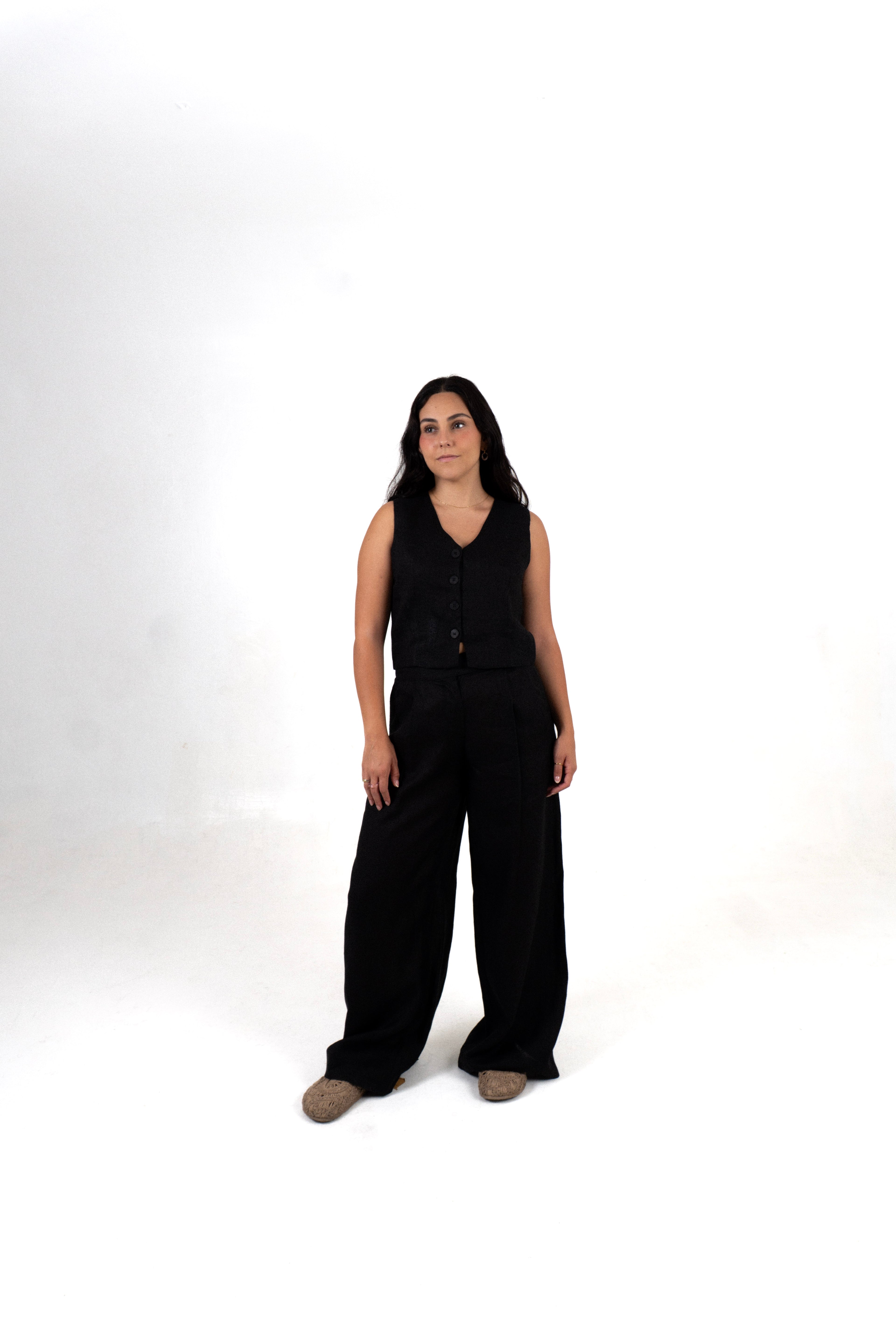 Chaleco Lino Camila - Negro